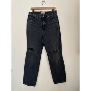 Madewell Baggy Straight High Rise Jeans in Dark Wash. Size 29